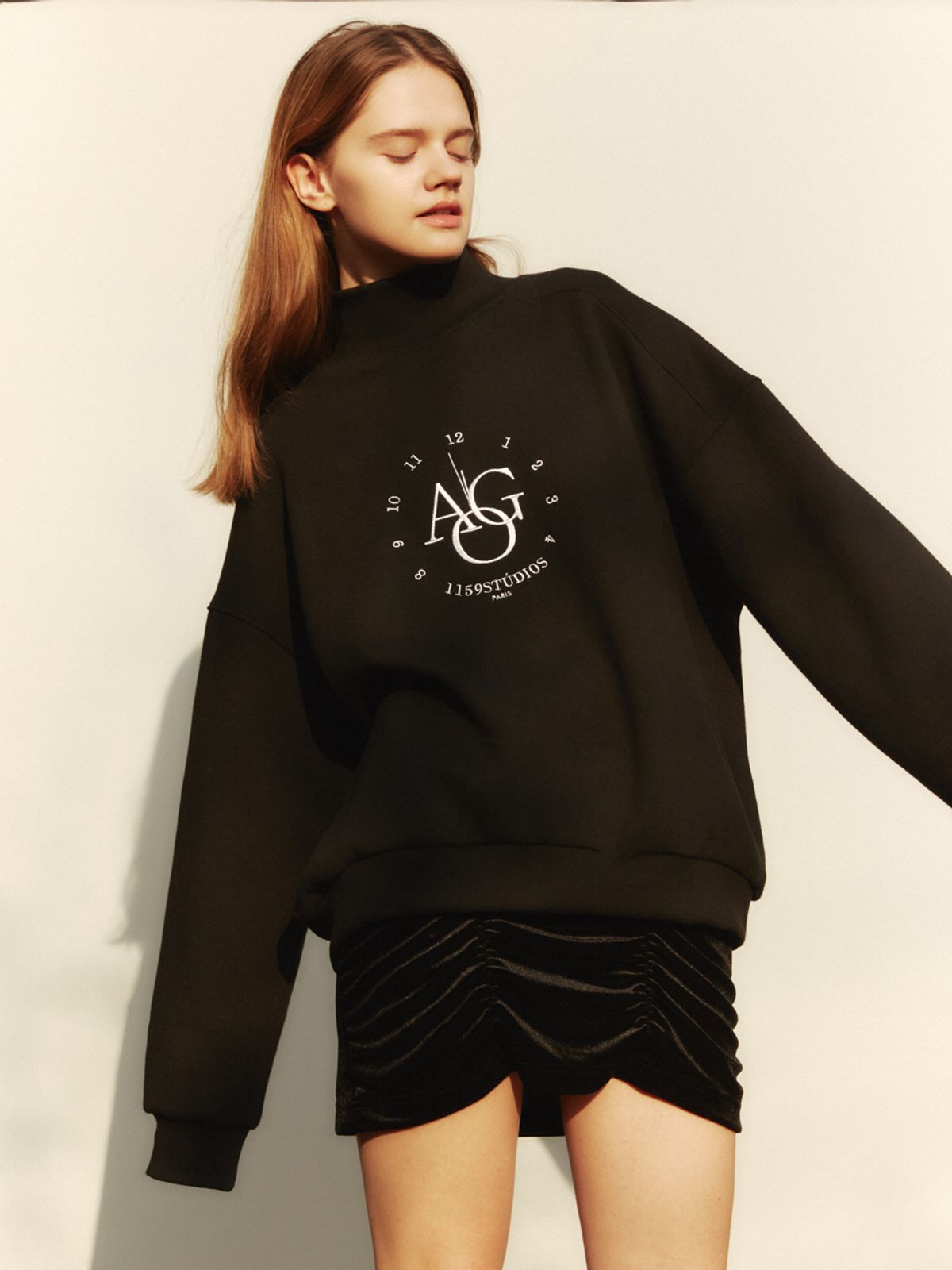 일일오구스튜디오(1159STUDIO) A3 VELVET SHIRRING SKIRT_BK
