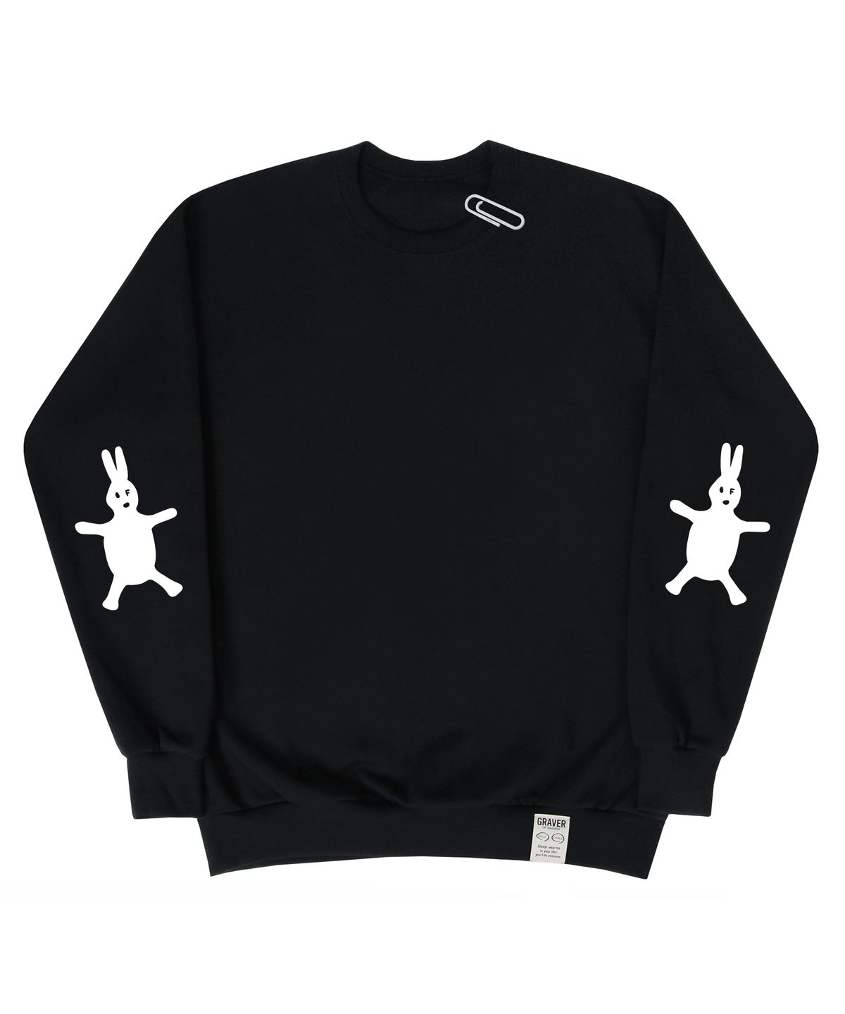 그레이버(GRAVER) [UNISEX]엘보우 화이트 래빗 맨투맨_블랙
