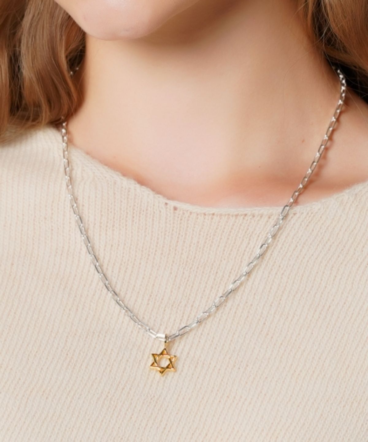 봉보(BONBEAU) Antique line star pendant chain Necklace 앤틱 라인별 팬던트 포인트 체인 목걸이