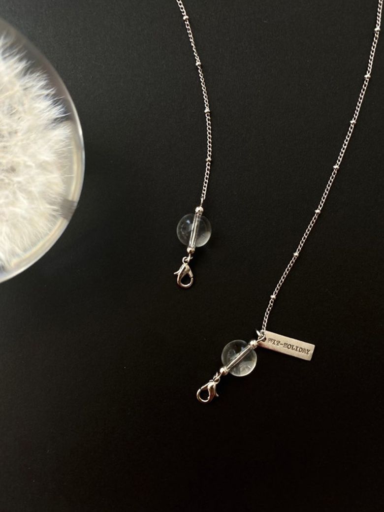 crystal ball chain necklace *2way - 마스크목걸이[silver]