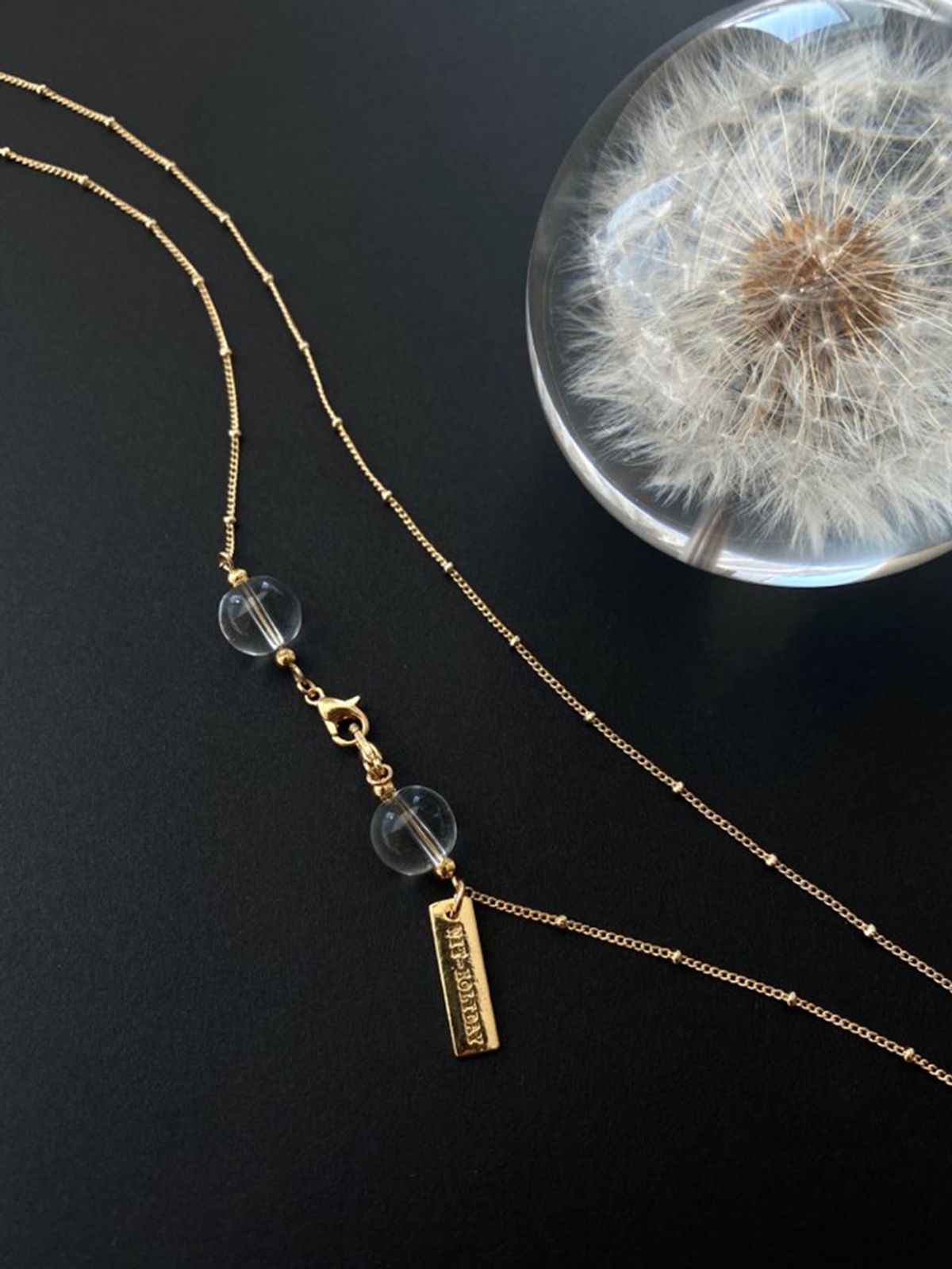 위트홀리데이(WIT-HOLIDAY) crystal ball chain necklace *2way - 마스크목걸이[gold]
