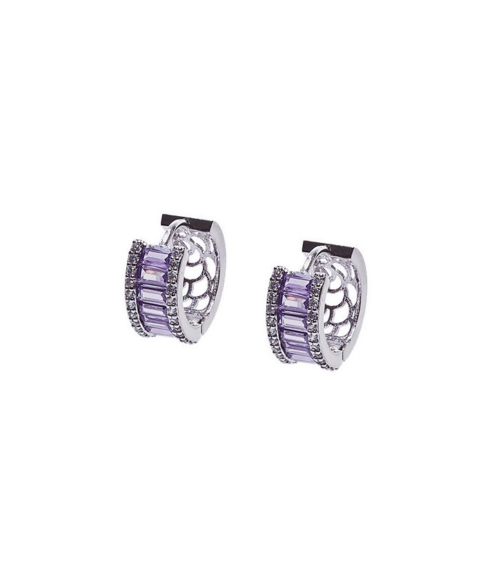 ピアス [BLACKPURPLE] Crystal Glass Piece Mini Ring Earrings Crystal Glass Piece Mini Ring Earrings-Black - BLACKPURPLE_USD