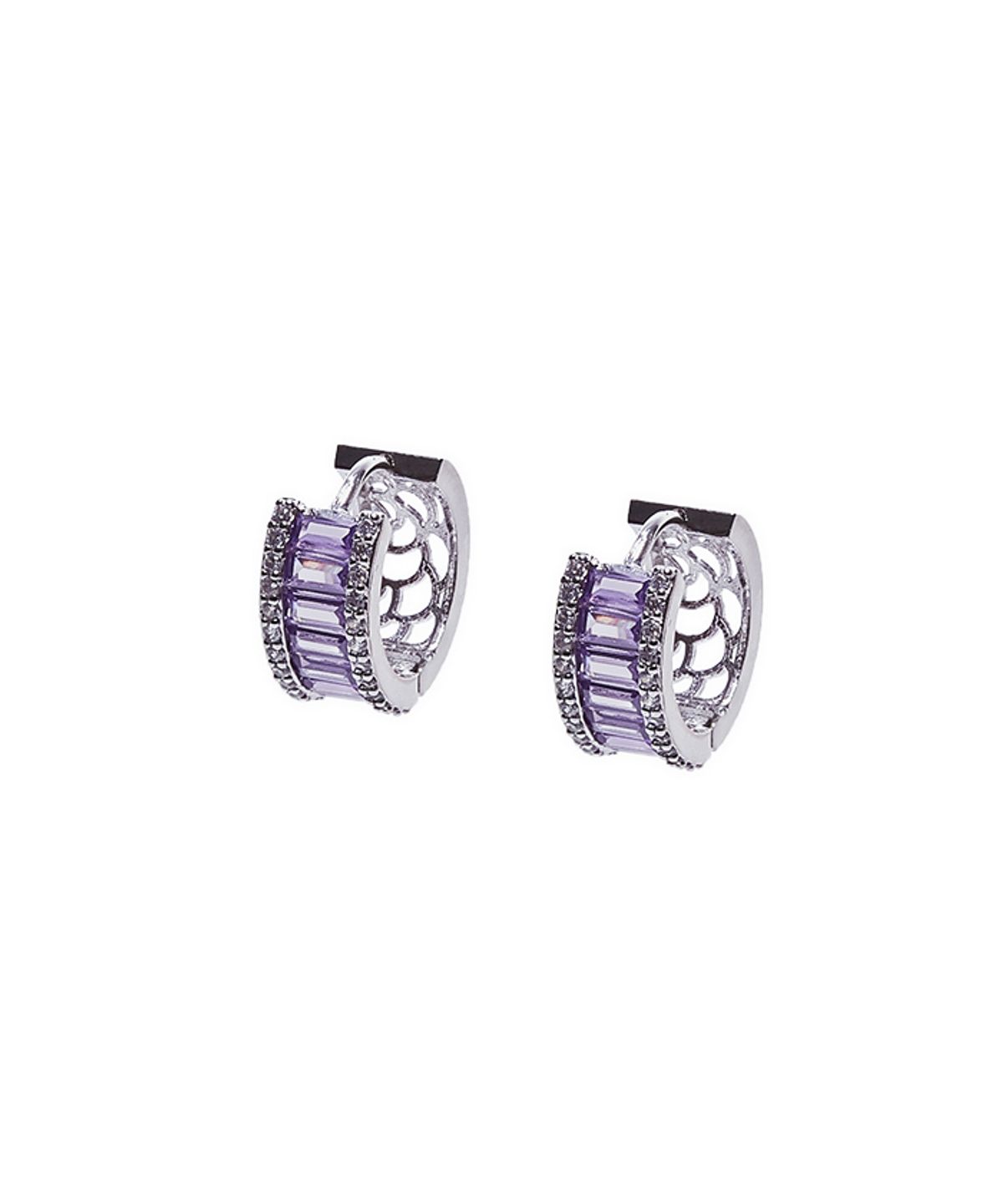 블랙 퍼플(BLACK PURPLE) 크리스탈 유리조각 미니 링 귀걸이_퍼플 Crystal Glass Piece Mini Ring Earrings_Purple