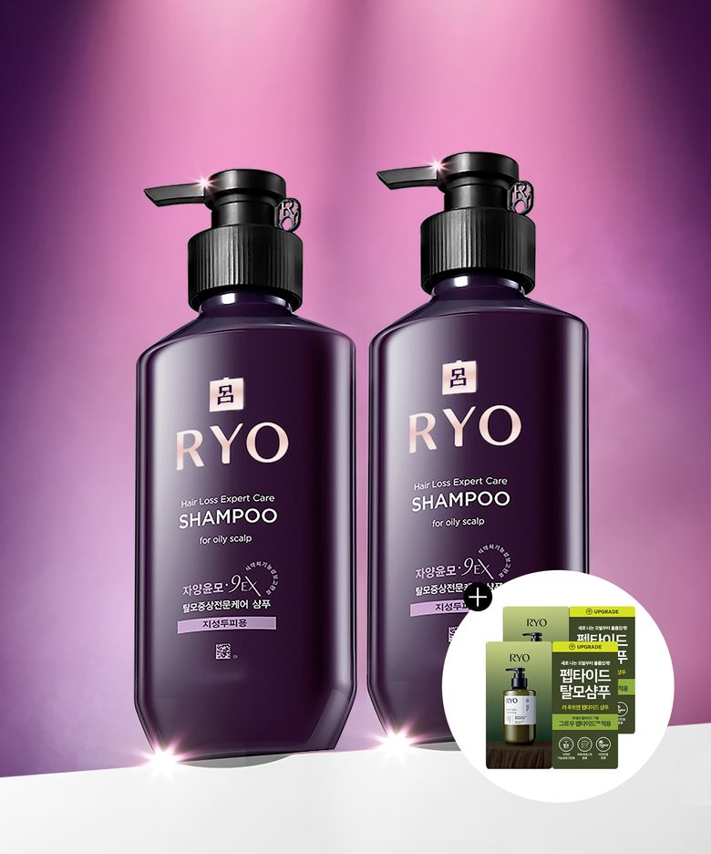 자양윤모 9EX 탈모증상전문케어 샴푸 지성두피용 400ml 2입+샴푸 파우치 6ml 2매 증정