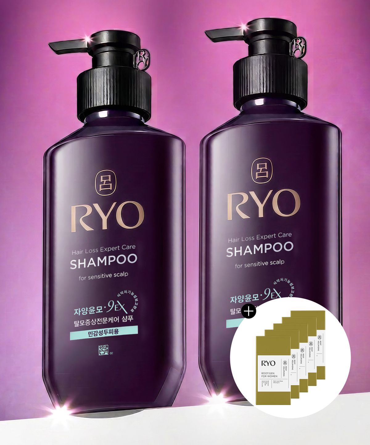 려(RYO) 자양윤모 9EX 탈모증상전문케어 샴푸 민감성두피용 400ml 2입