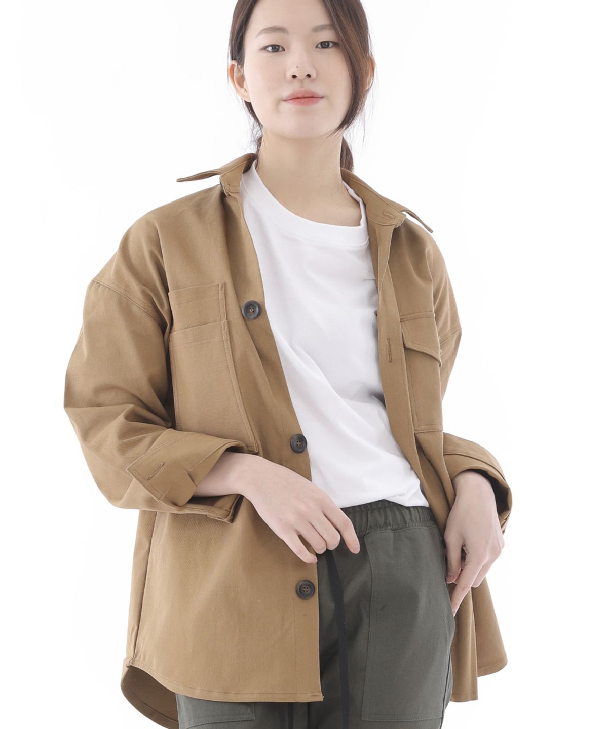 세인트크루(SAINTCREW) 투레이어 바텍포켓 버튼 셔츠자켓 2L-401SJ 카멜