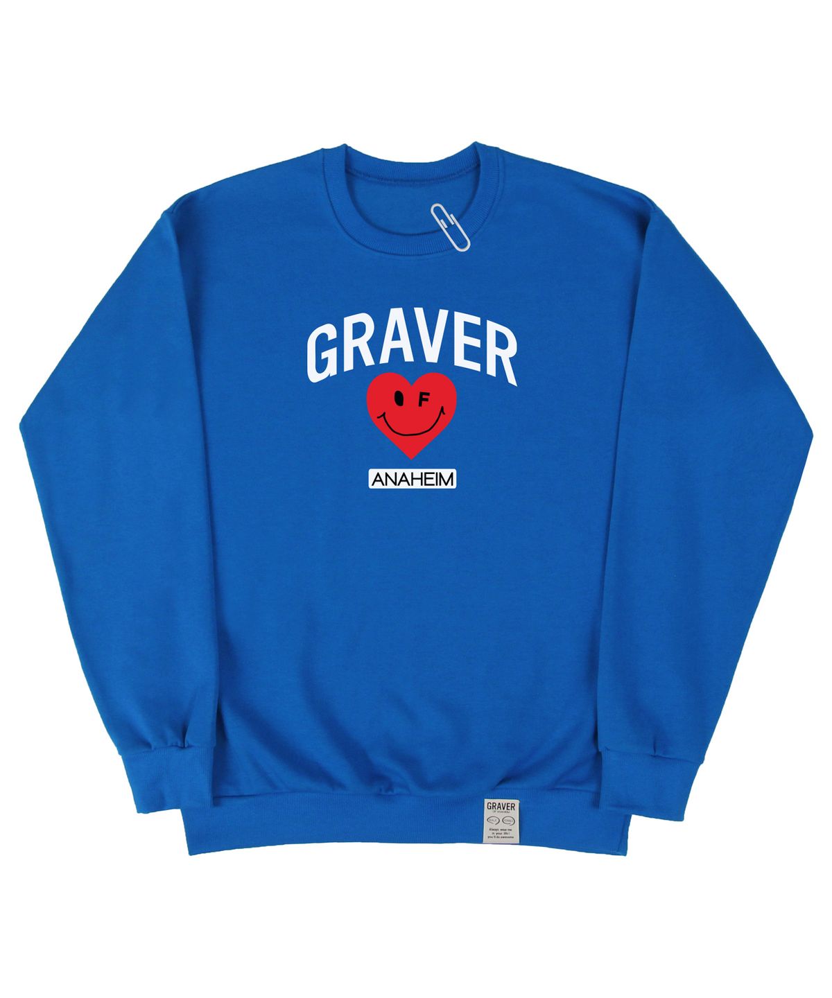 그레이버(GRAVER) [UNISEX]아치 로고 하트스마일 맨투맨_코발트블루
