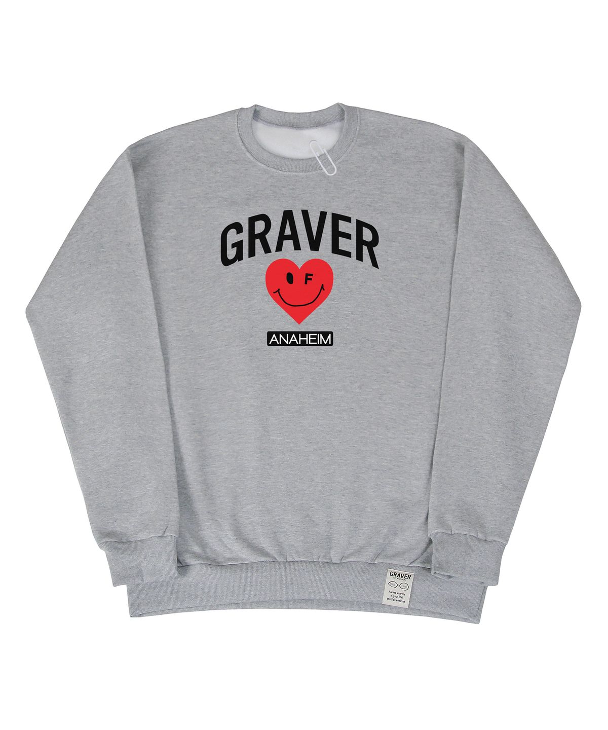 그레이버(GRAVER) [UNISEX]아치 로고 하트스마일 맨투맨_그레이