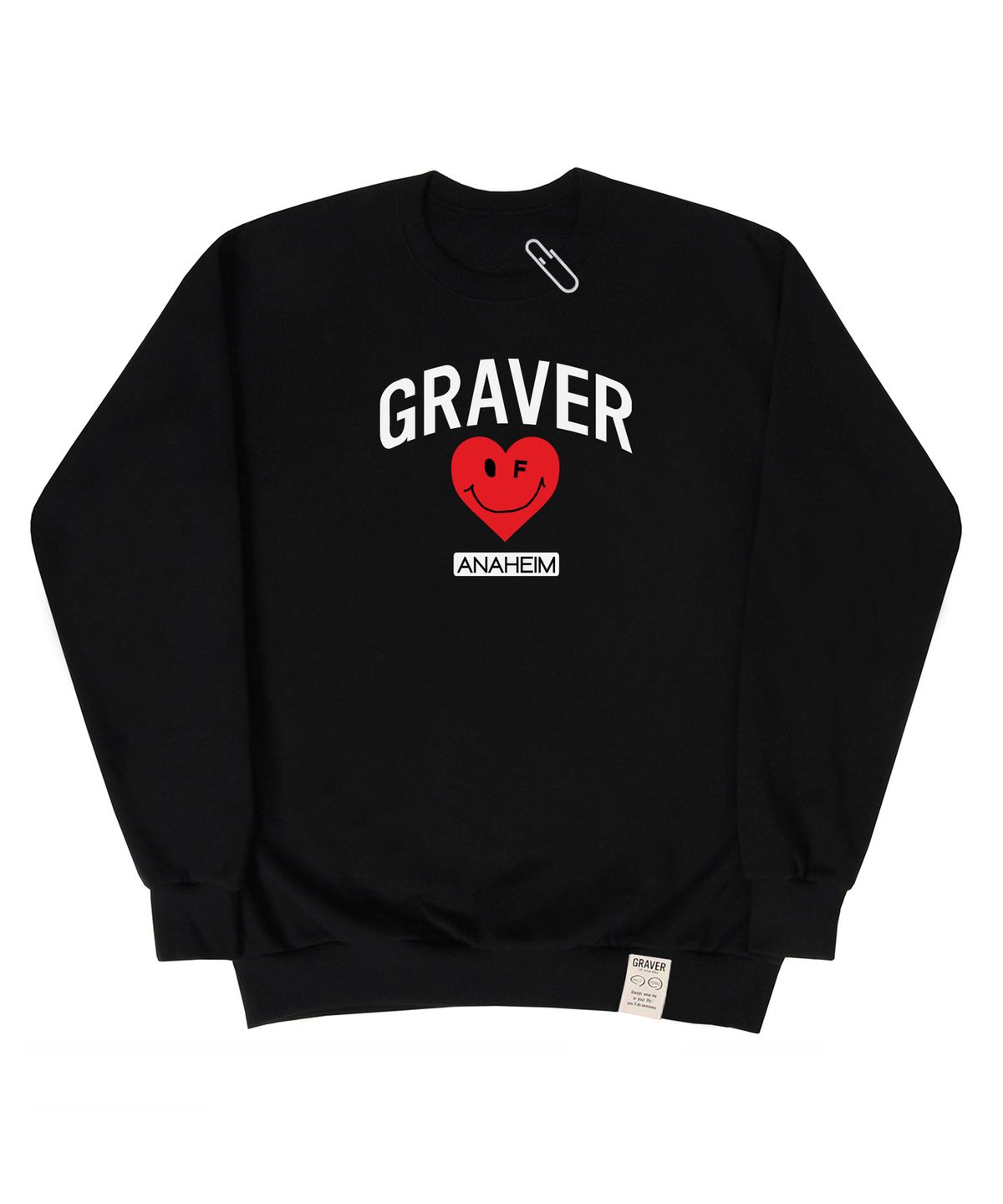 그레이버(GRAVER) [UNISEX]아치 로고 하트스마일 맨투맨_블랙