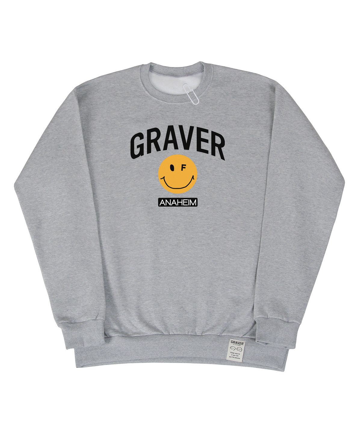 그레이버(GRAVER) [UNISEX]아치 로고 도트스마일 맨투맨_그레이