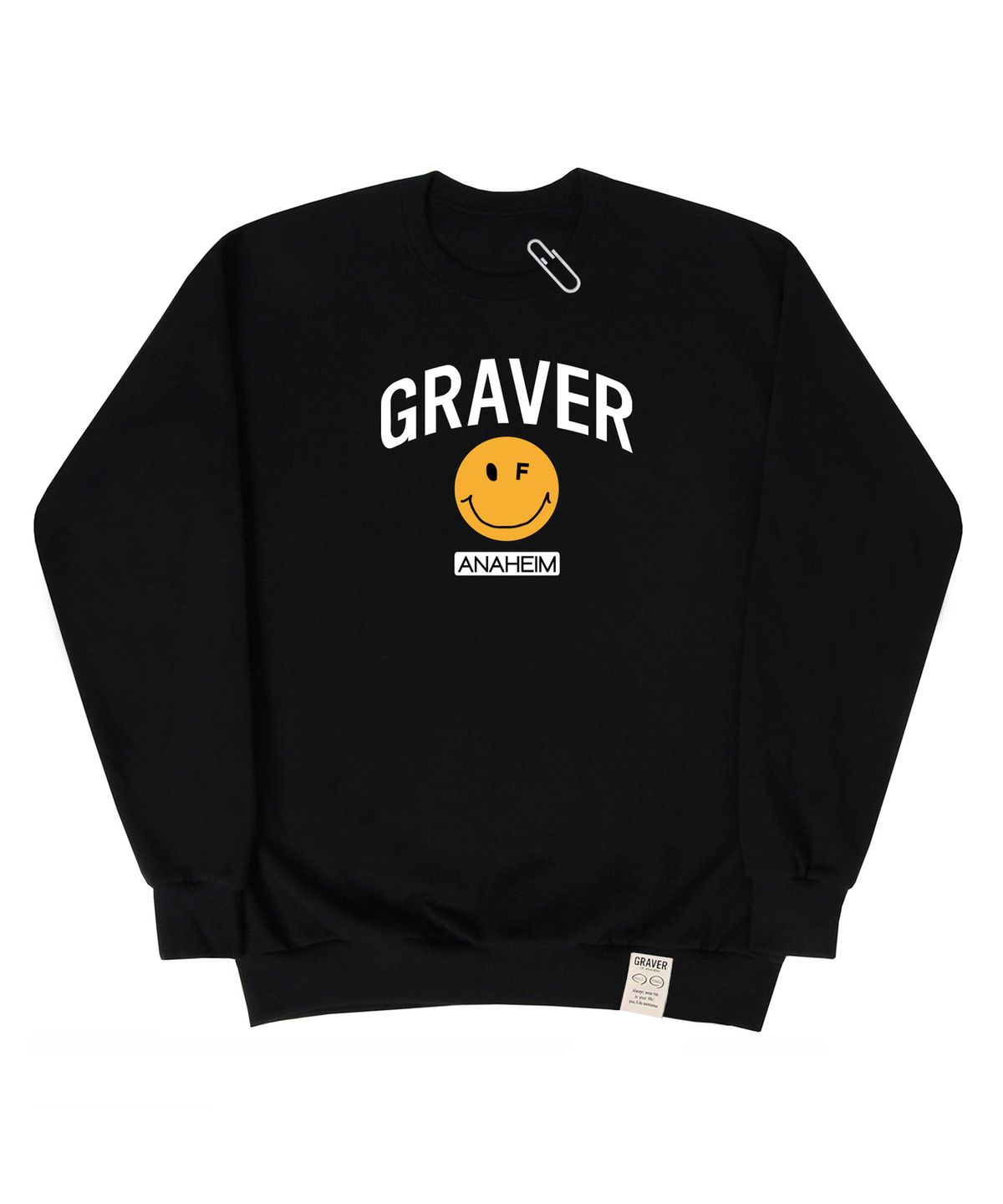 그레이버(GRAVER) [UNISEX]아치 로고 도트스마일 맨투맨_블랙