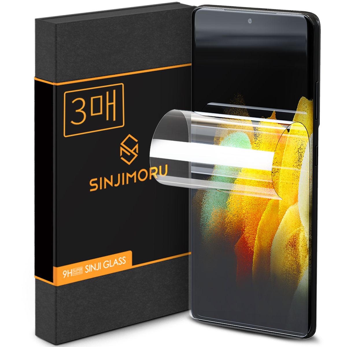 신지모루(SINJIMORU) 갤럭시 S21 울트라 이지 풀커버 자가복원 TPU 휴대폰 액정보호필름 3매