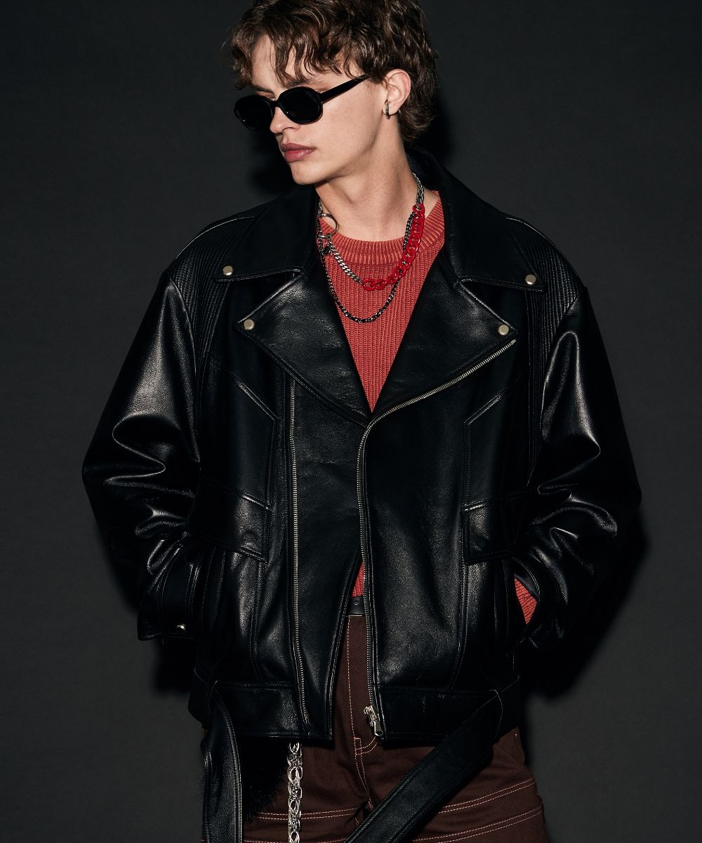 MUSINSA公式 | MAISON MINED BLACK LEATHER LAMB RIDER JACKET