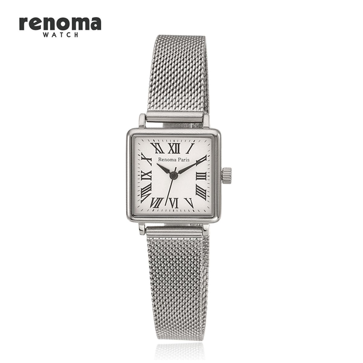 레노마 시계(RENOMA WATCH) RE-595WH 여자 사각 메쉬 밴드 시계_화이트