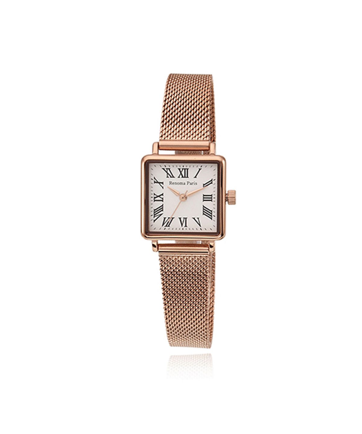 레노마 시계(RENOMA WATCH) RE-595RG 여자 사각 메쉬 밴드 시계_로즈골드