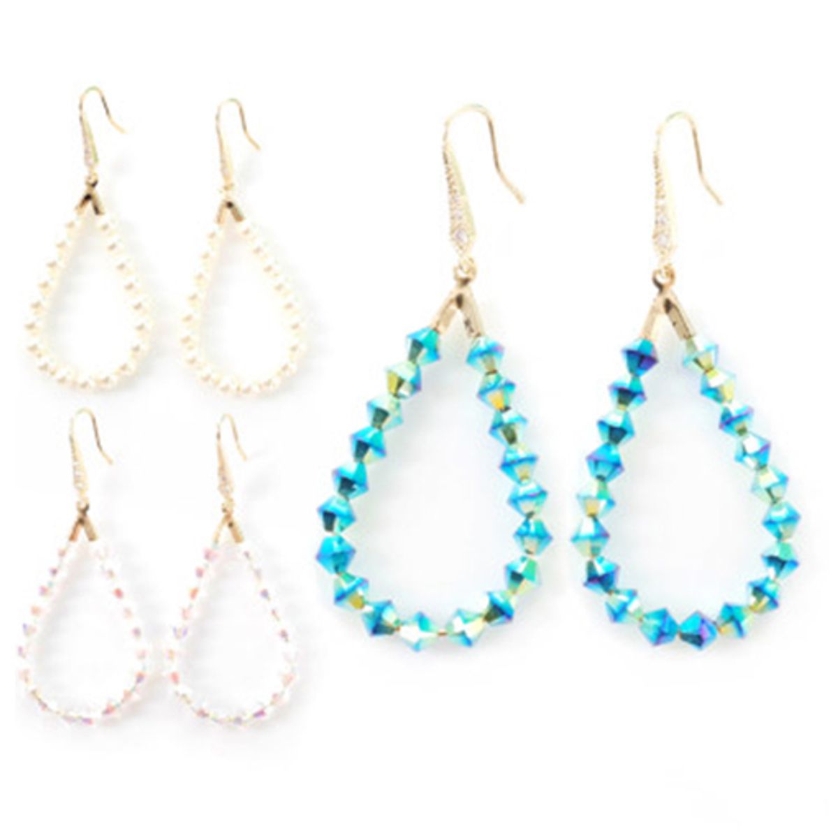 쥬아나윤(JUANAYOON) 워터드롭 실버 스와로브스키 링 귀걸이