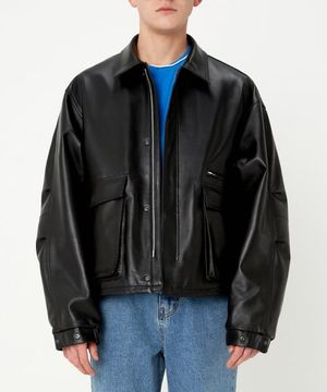 오버핏 램스킨 블루종 자켓