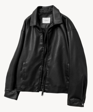 442 VEGAN LEATHER OVERFIT JUMPER_BLACK