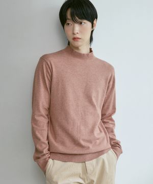 남성 캐시미어 블렌디드 반터틀넥 니트 [멜란 코랄]_ZZ4SW011