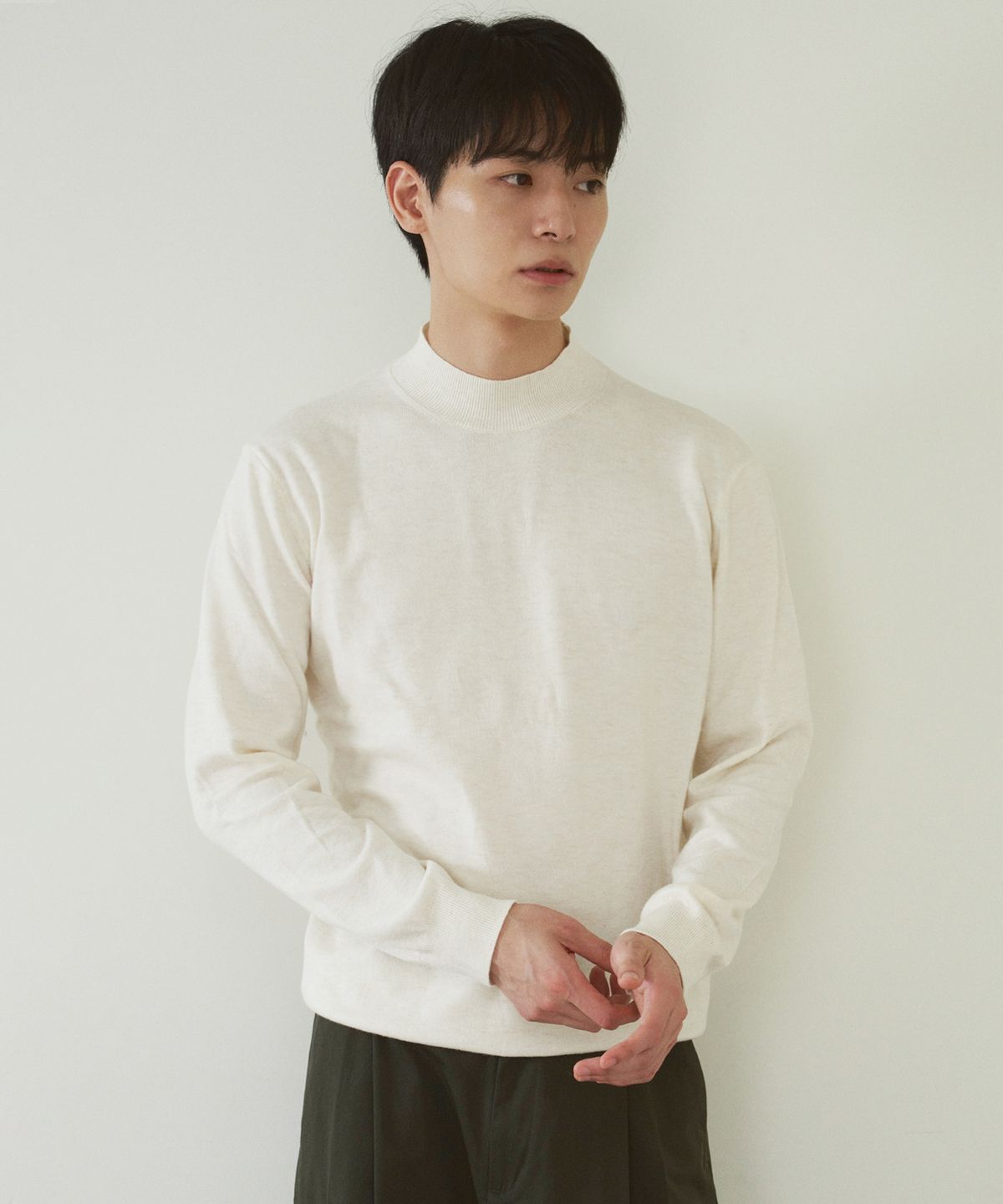 210에디트(210EDIT) 남성 캐시미어 블렌디드 반터틀넥 니트 [오트밀]_ZZ4SW011