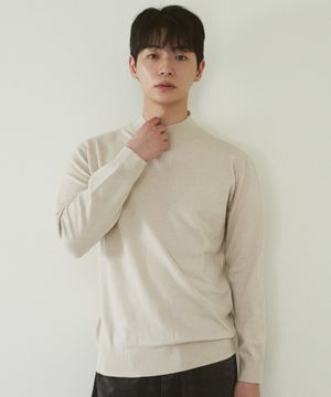 남성 캐시미어 블렌디드 반터틀넥 니트 [라이트 베이지]_ZZ4SW011