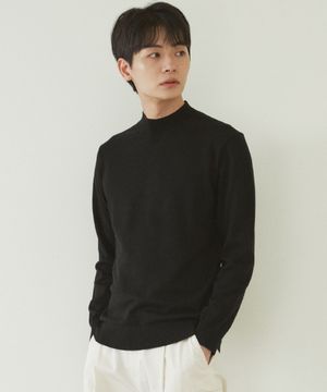 남성 캐시미어 블렌디드 반터틀넥 니트 [블랙]_ZZ4SW011