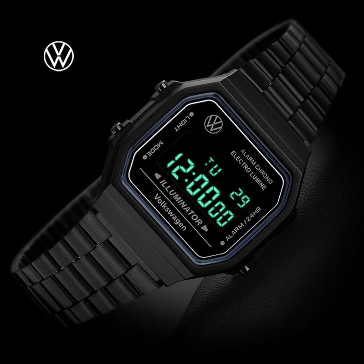 폭스바겐 와치(VOLKSVAGEN WATCH) 레트로 디지털 올블랙