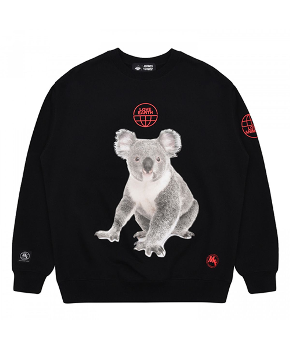몽키플라워(Monkey Flower) 공용 러브 코알라 루즈핏 맨투맨 BLACK+RED / MS1WMT03U95