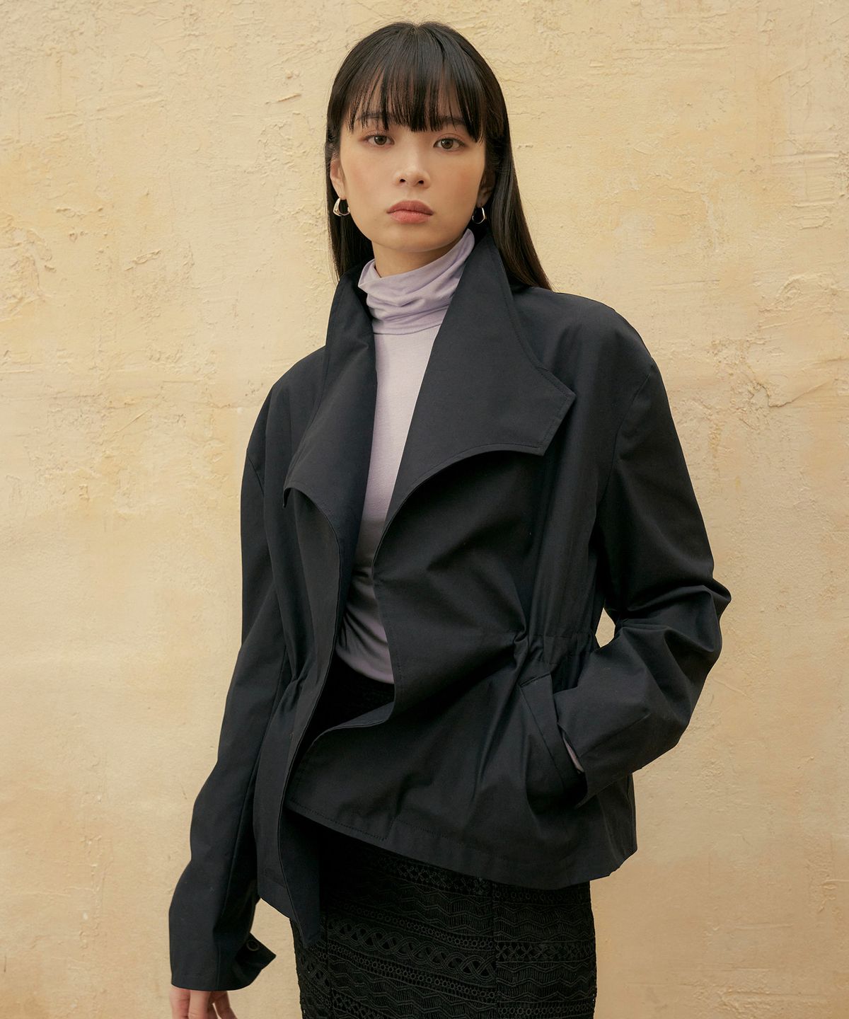 리올그(REORG) FSTS NON-COLLAR DOUBLE JACKET NAVY