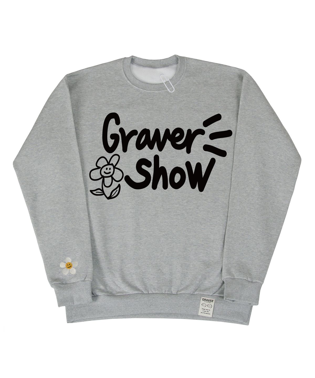그레이버(GRAVER) [UNISEX]드로잉 로고 플라워 자수 맨투맨_그레이