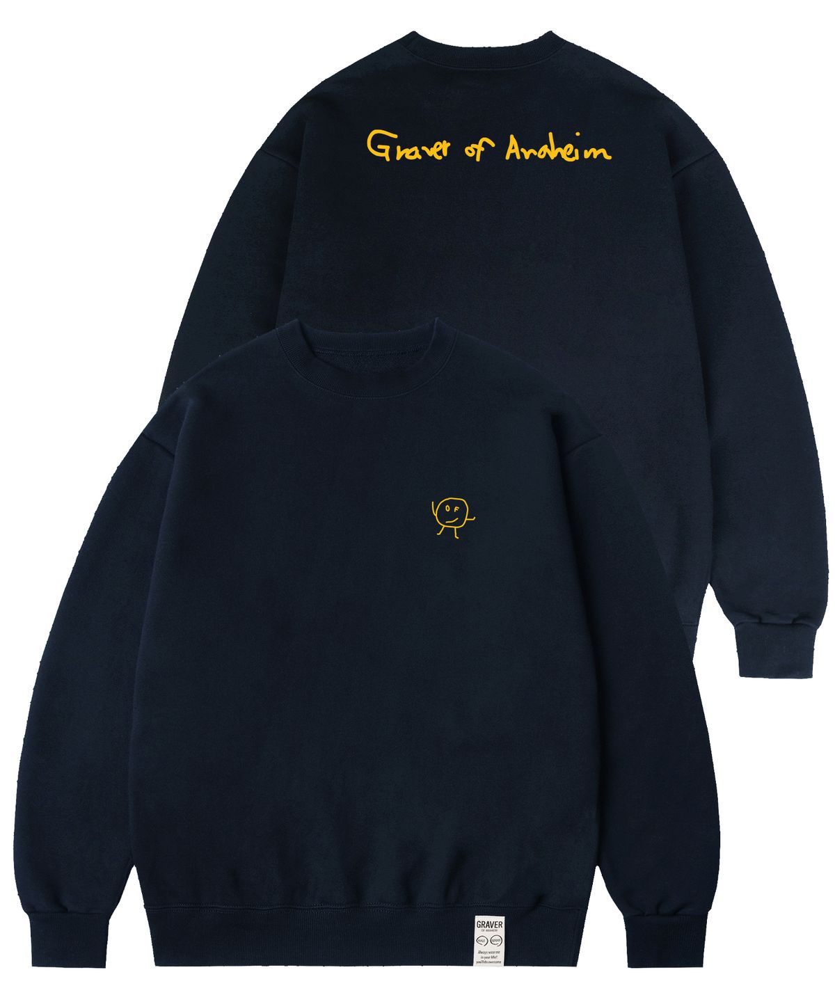 그레이버(GRAVER) [UNISEX]라인 드로잉도트 백로고 맨투맨_네이비