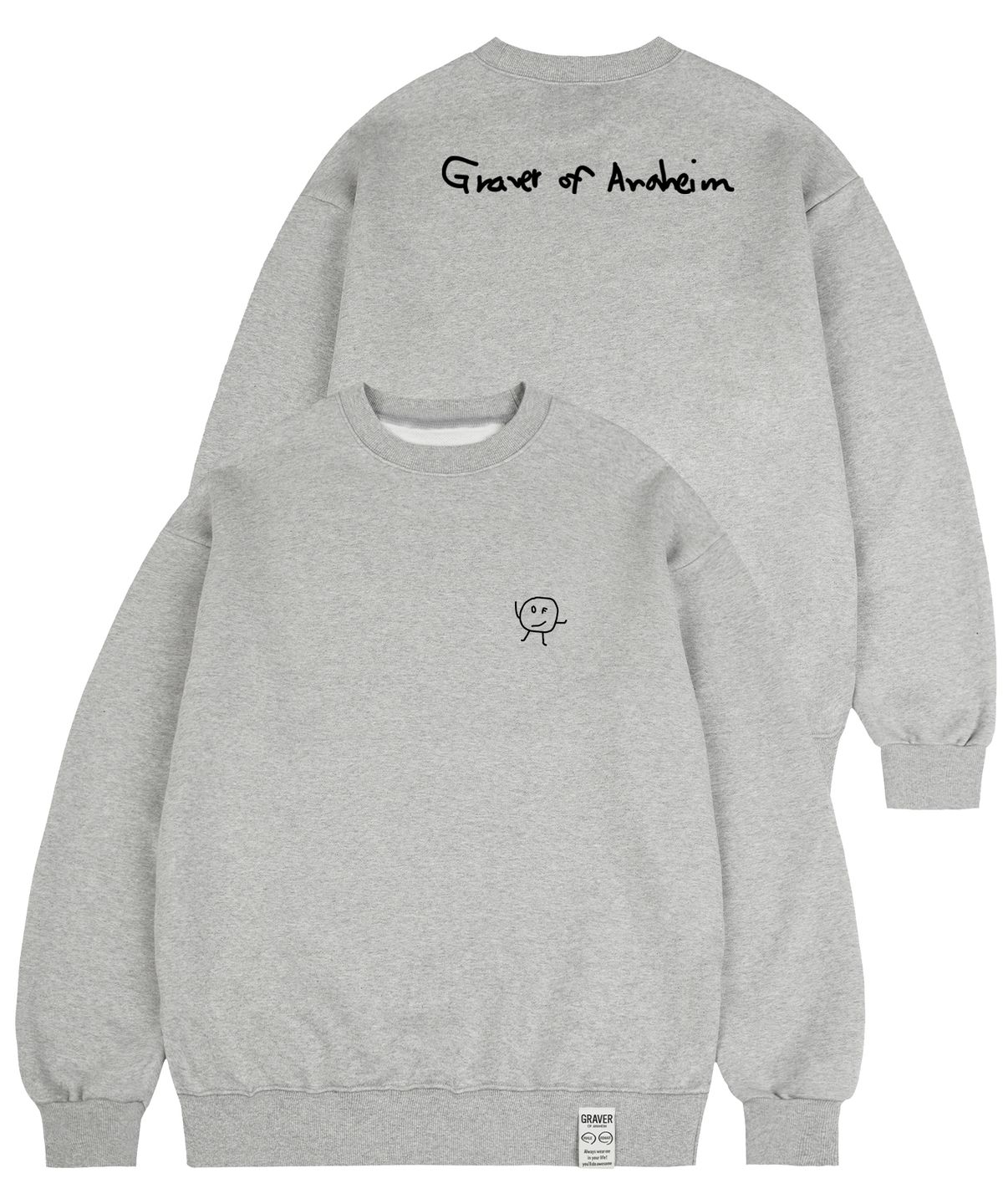 그레이버(GRAVER) [UNISEX]라인 드로잉도트 백로고 맨투맨_그레이