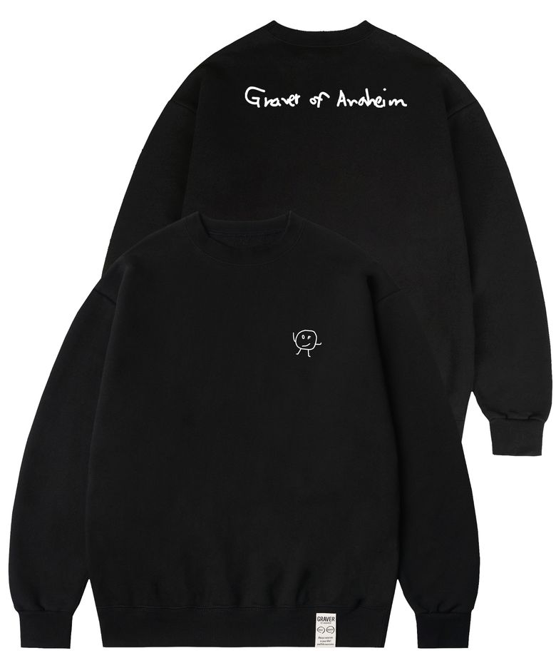 [UNISEX]라인 드로잉도트 백로고 맨투맨_블랙