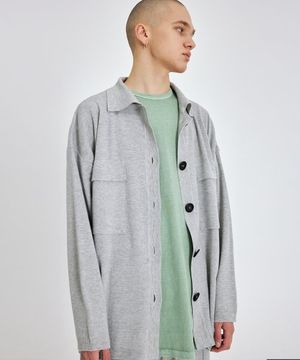 하프 밀라노 포켓 셔츠 오버핏 가디건 (멜란지)