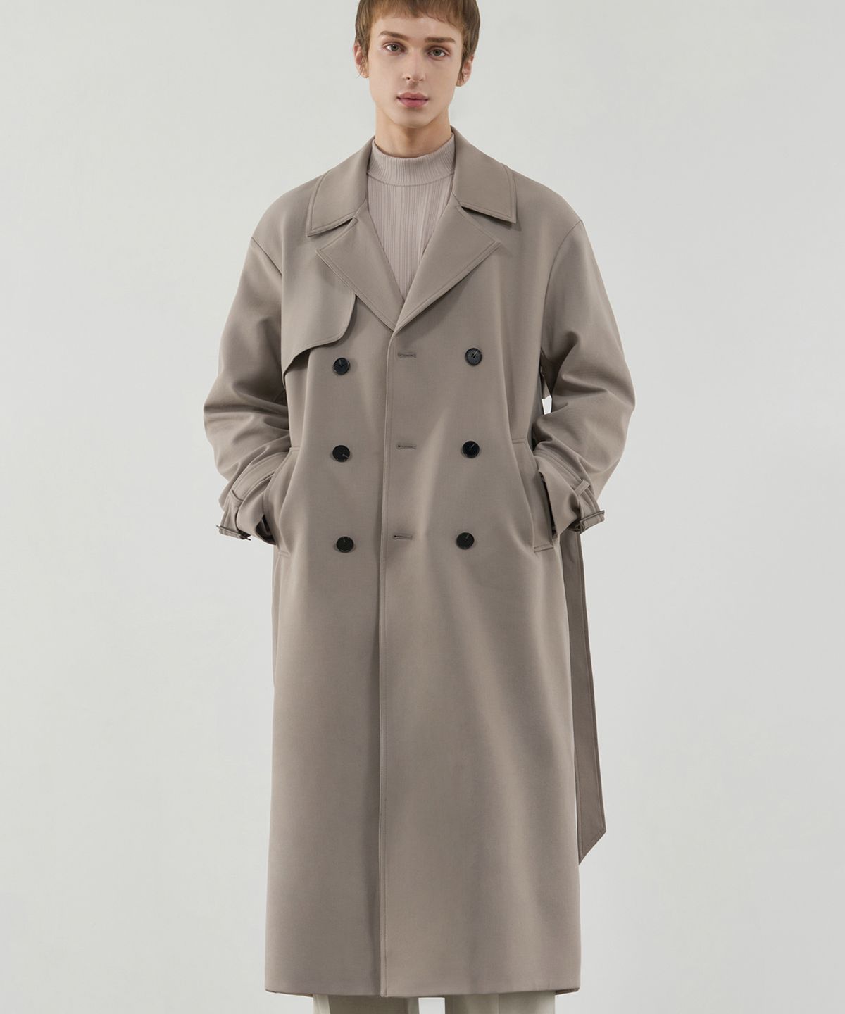 드로우핏(DRAW FIT) 오버사이즈 울 트렌치 코트 [GREYISH BEIGE]