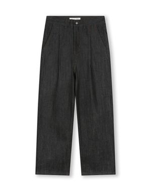 COMFY ONE TUCK SELVAGE DENIM PANTS BLACK