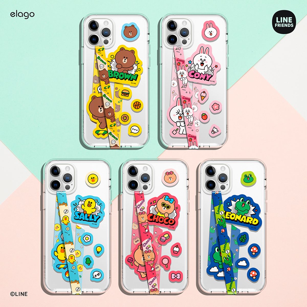 엘라고(ELAGO) 라인프렌즈 핸드폰스트랩 핑거스트랩