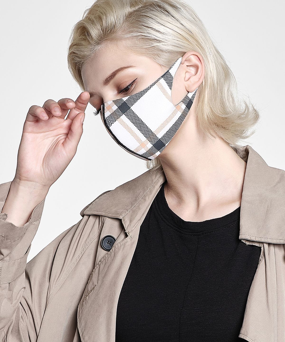 카르(KAR) [기능성 패션마스크 클래식] 아이보리체크코트