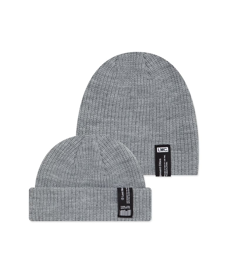 LABEL SHORT BEANIE heather gray