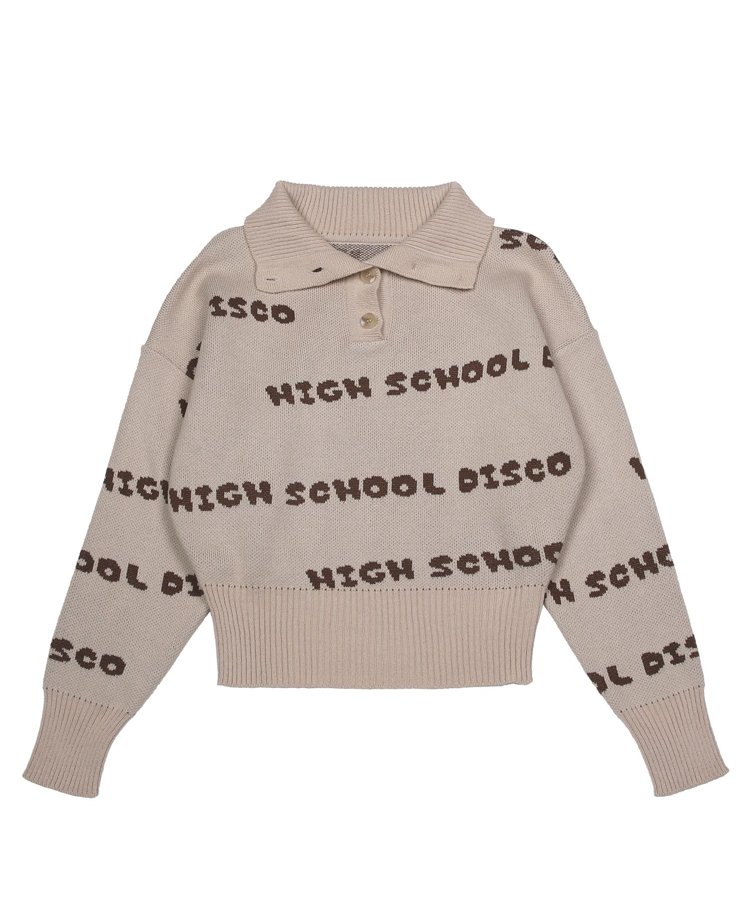 MUSINSA | HIGH SCHOOL DISCO button disco crop knit_beige