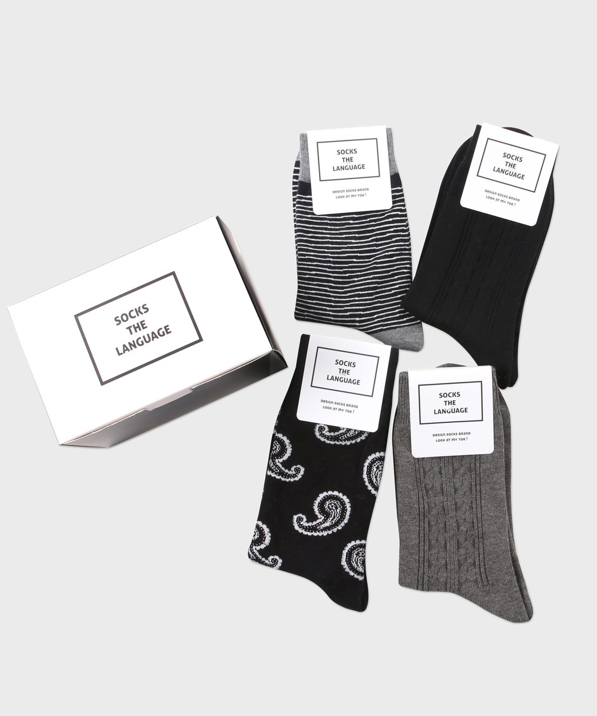 삭스더랭귀지(SOCKS THE LANGUAGE) 자카드 양말 4SET