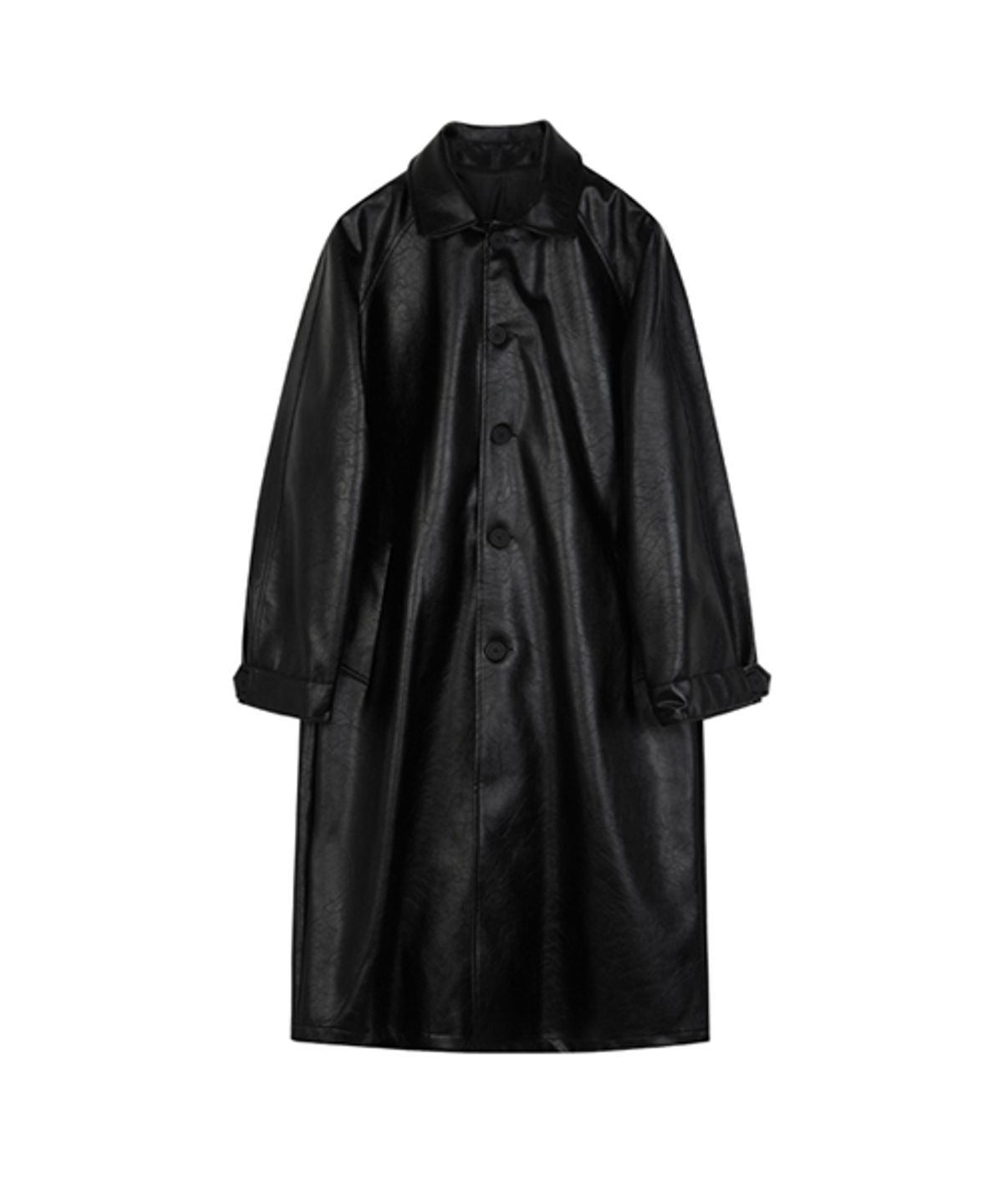 마르베테(MARBETE) 비건 레더 라인 코트 블랙