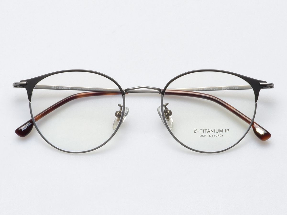 알로아이웨어(ALO EYEWEAR) [ALOXROUNZ] AR8013A C1 하프 투톤 블랙&그레이 베타티타늄 라운드 안경