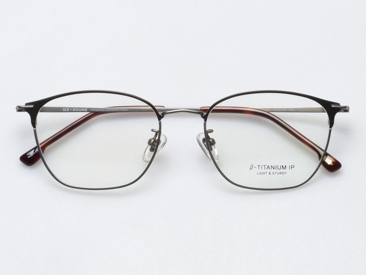 알로아이웨어(ALO EYEWEAR) [ALOXROUNZ] AR8014A C1 하프 투톤 블랙&그레이 베타티타늄 스퀘어 안경