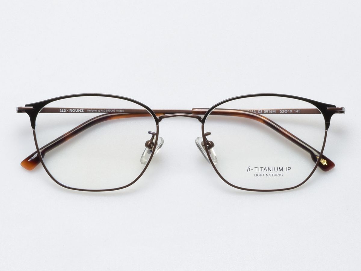 알로아이웨어(ALO EYEWEAR) [ALOXROUNZ] AR8014A C3 하프 투톤 블랙&브라운 베타티타늄 스퀘어 안경