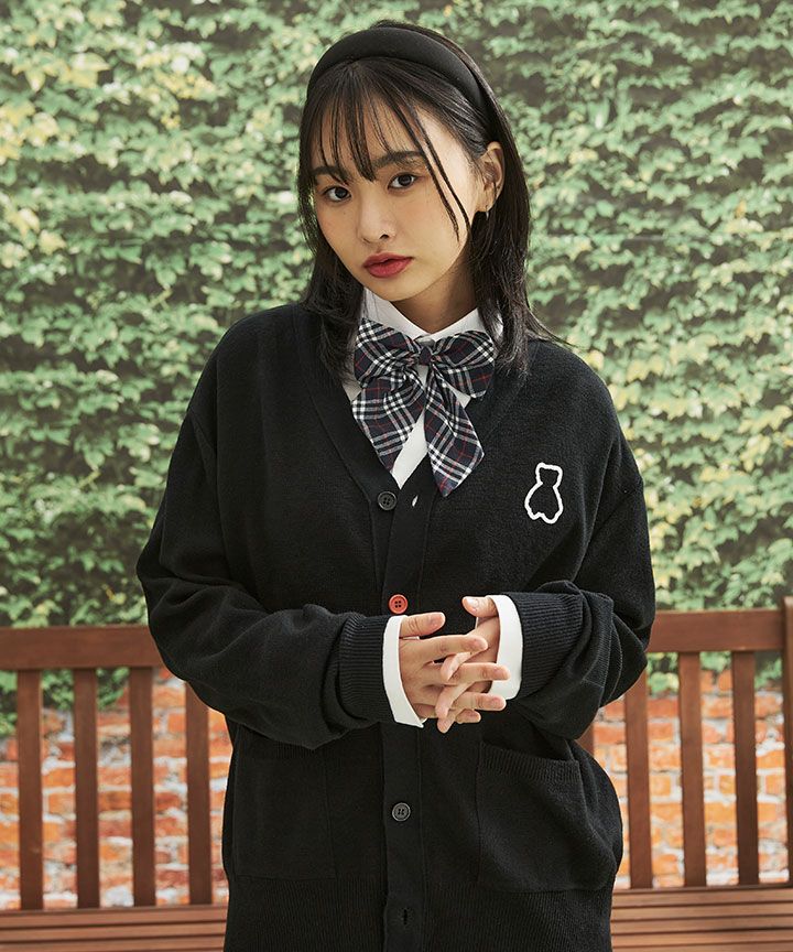 ★関税込★AQOstudiospace★AQO BEAR BI-COLOR SUMMER CARDIGAN AQO BEAR CARDIGAN - aqostudiospace | 60% - Asian Fashion