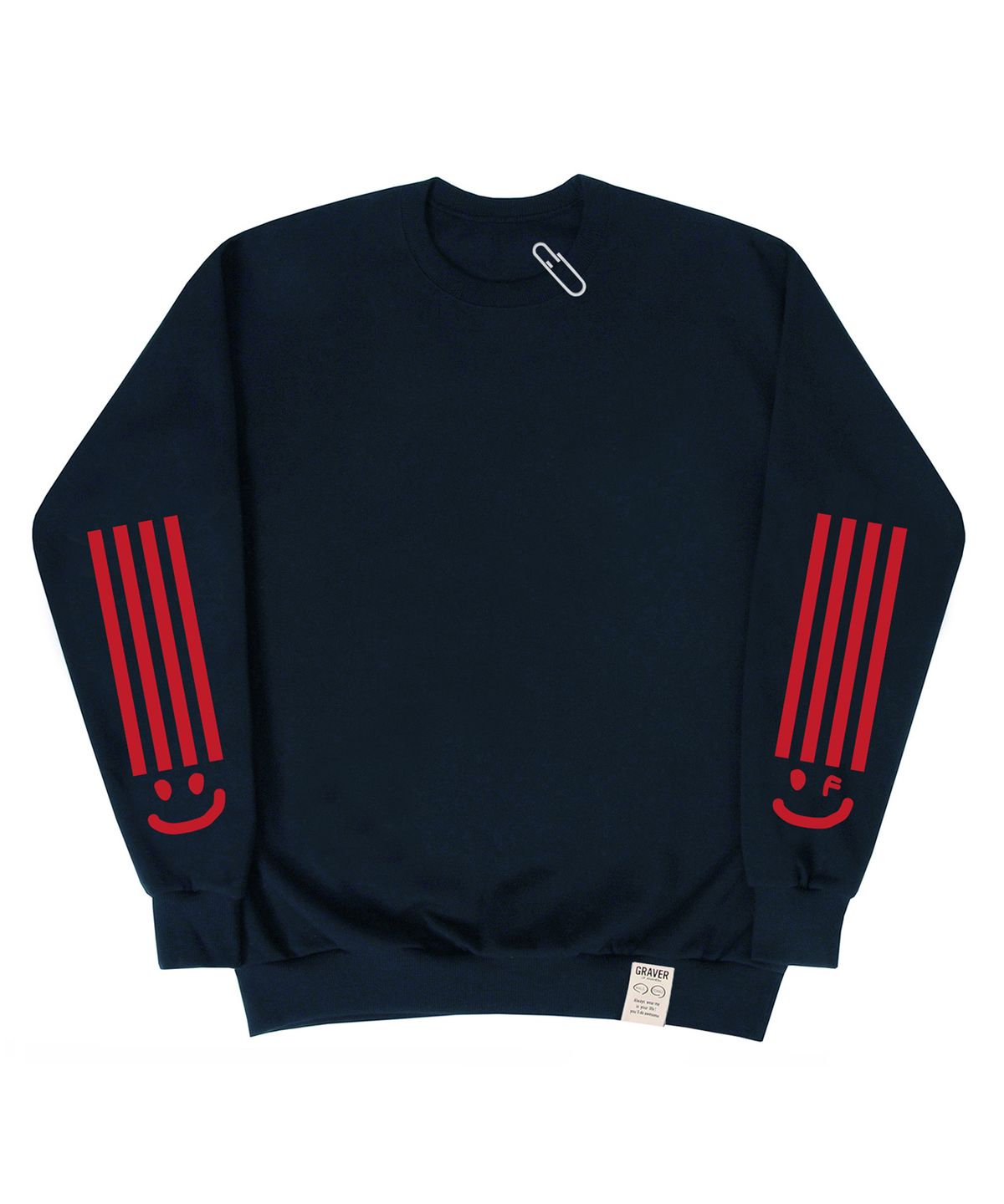 그레이버(GRAVER) [UNISEX]4라인 스마일드로잉 맨투맨_네이비