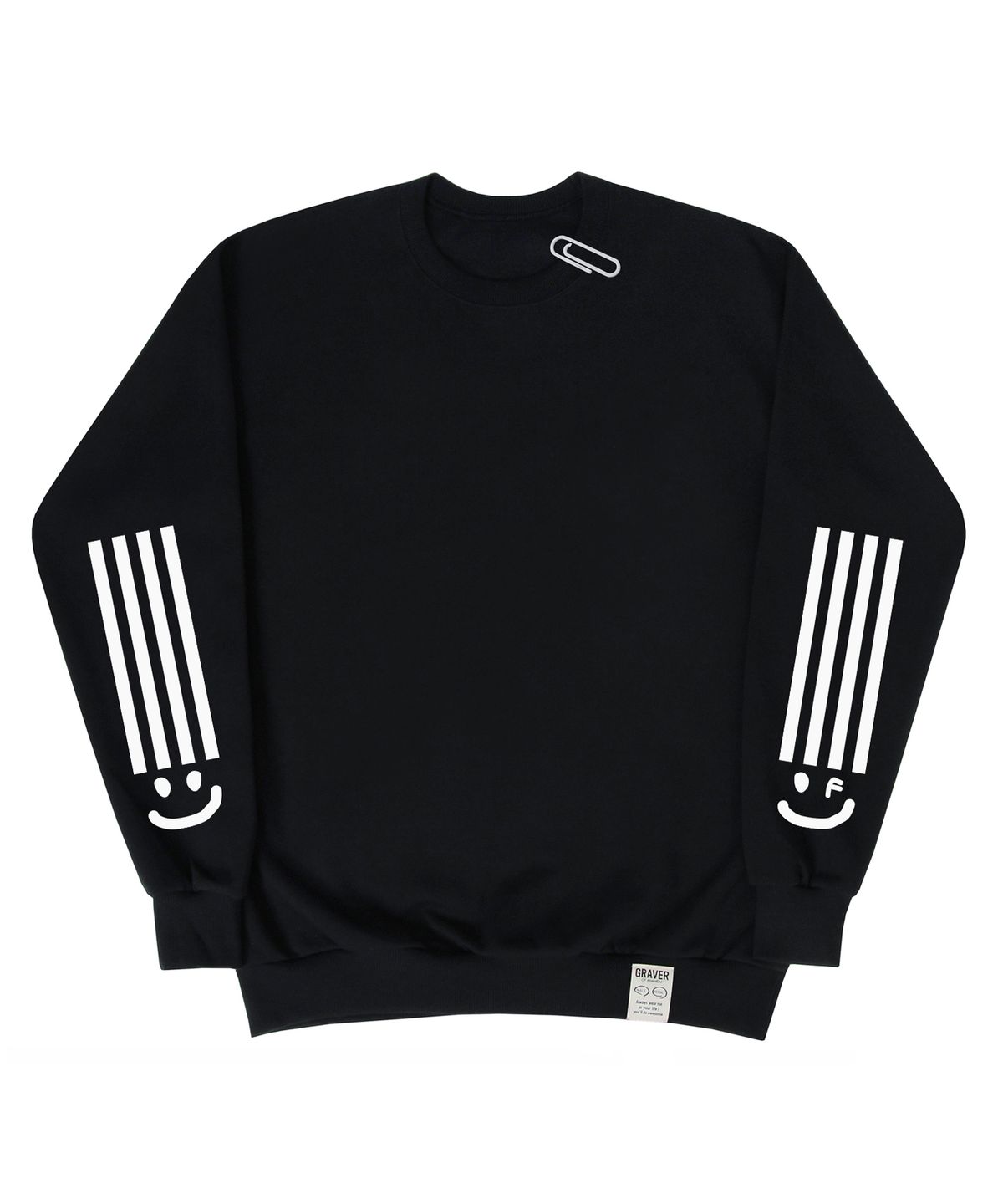 그레이버(GRAVER) [UNISEX]4라인 스마일드로잉 맨투맨_블랙