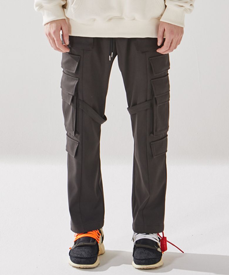 oblique line 멀티 스트랩 벨크로 카고조거 Tan Brown