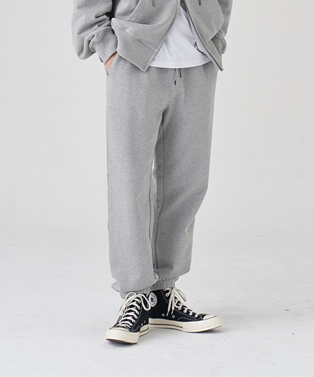 토피(TOFFEE) 와이드 조거 스웻 팬츠 (MELANGE GRAY)